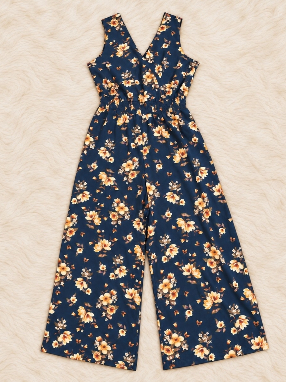 APT. 9 Women’s Navy Floral Surplice Wide-Leg Jumpsuit Size XL